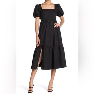 ASTR the Label Astr Poplin Puff Sleeve Tiered Midi Dress